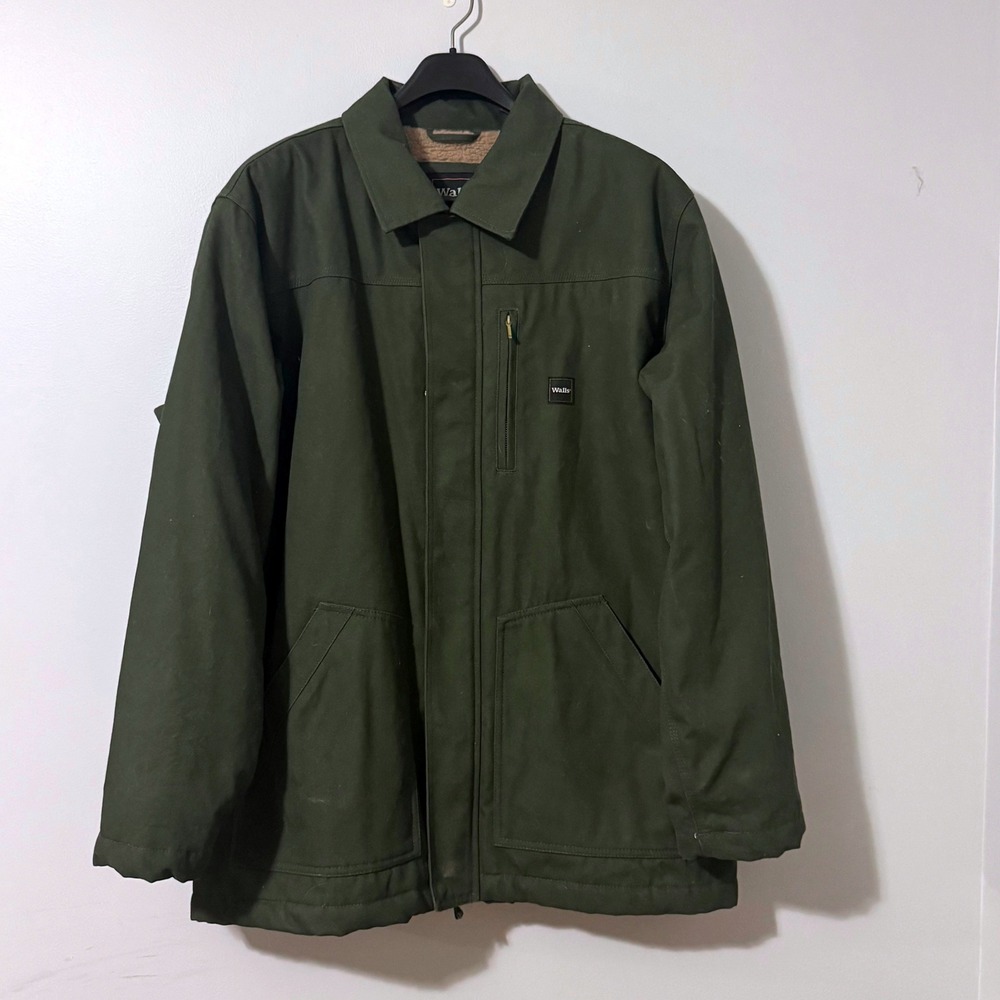 Walls Workwear Mens 2XL Olive Green Sherpa Lined Cotton Duck Canvas Jacket Coat